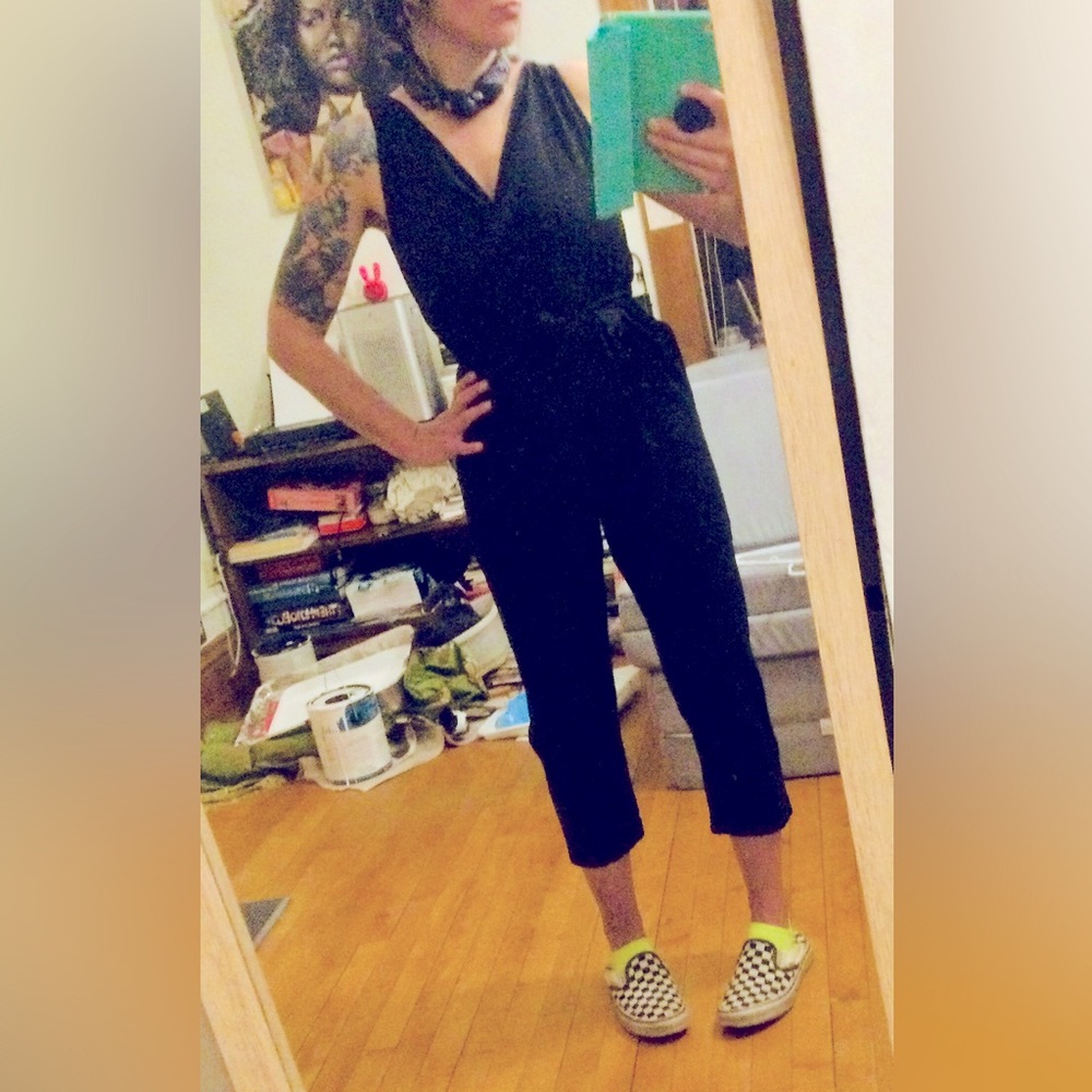 Black linen jumpsuit
